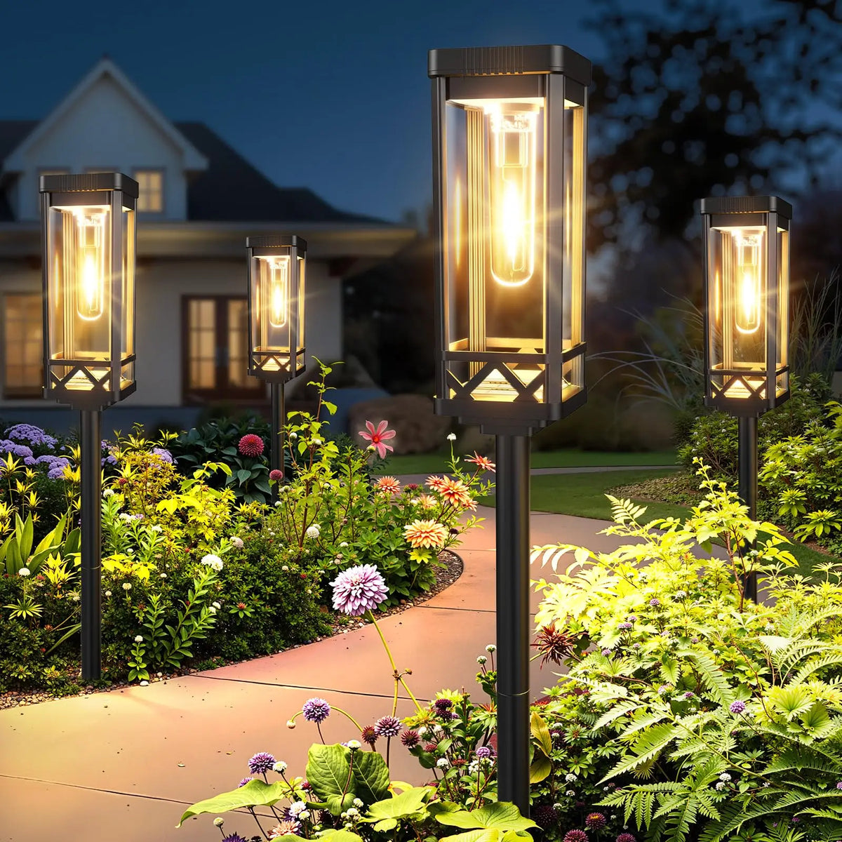 Solar Powered Pathway Lights Waterproof LED Landscape Lighting