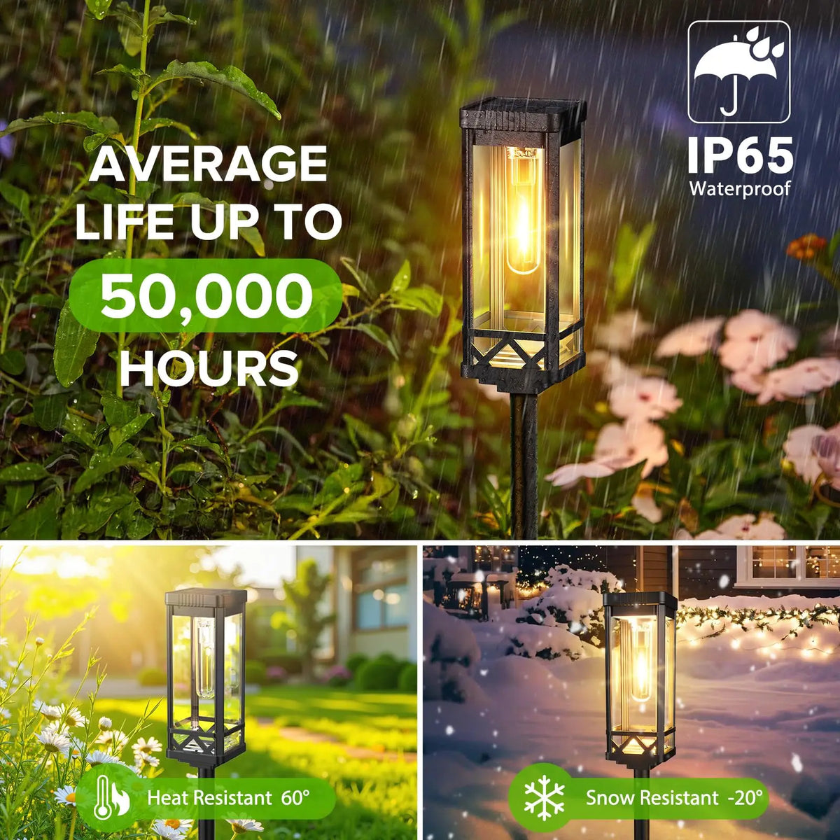 Solar Powered Pathway Lights Waterproof LED Landscape Lighting