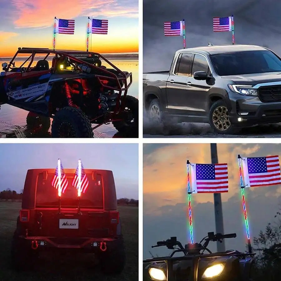 Nilight 3-6FT RGB LED Whip Light, Spiral Neon Flagpole Lights With Remote Control Color Changing Lights for ATV UTV Buggy 2PCS