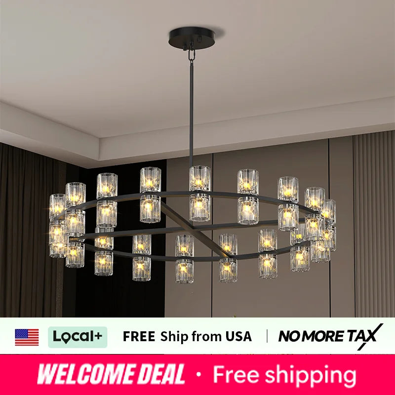 ZHIKEA Modern Crystal Pendant Light For Living Room Bedroom