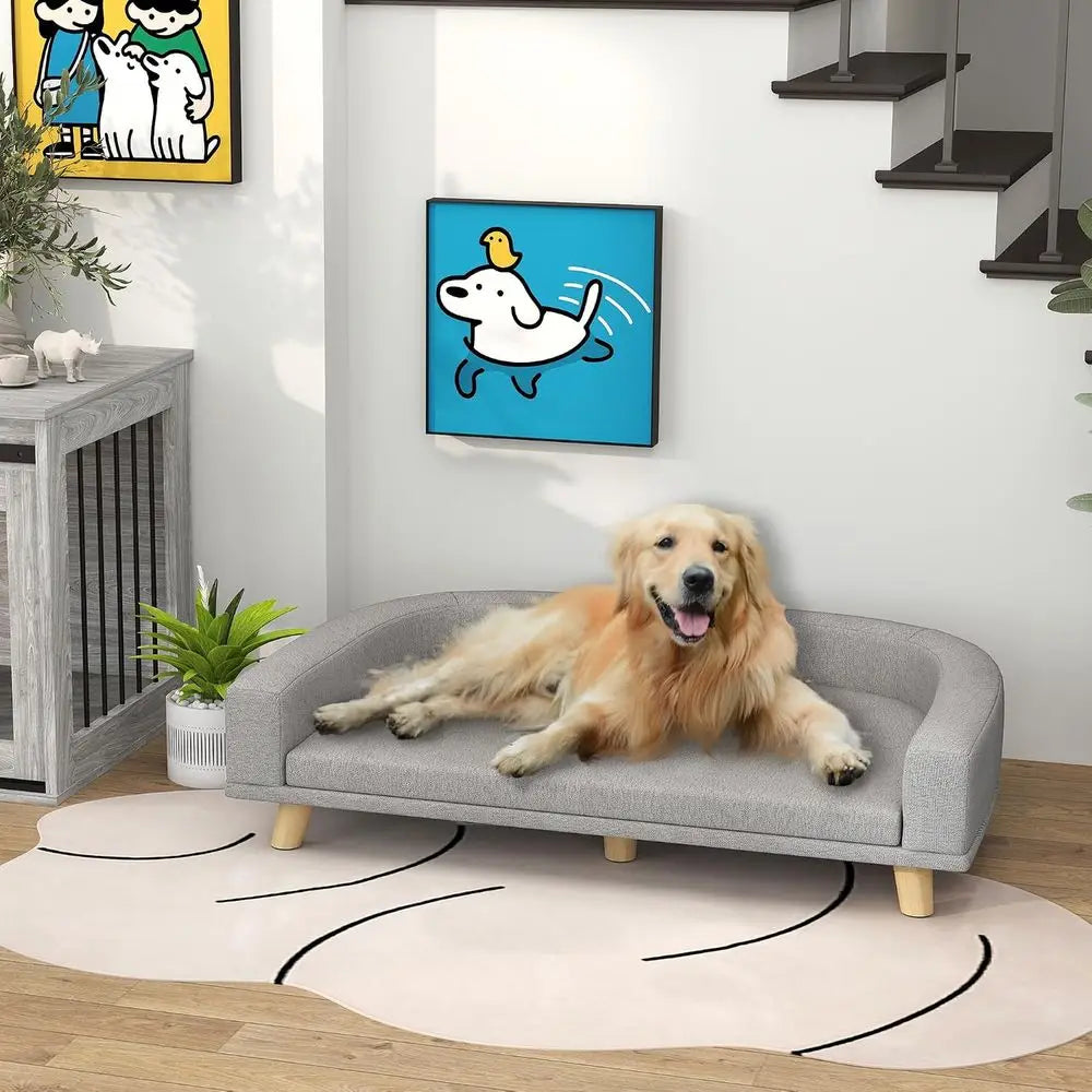 Luxury Wooden Pet Sofa Bed With Washable Cover And Cushion
