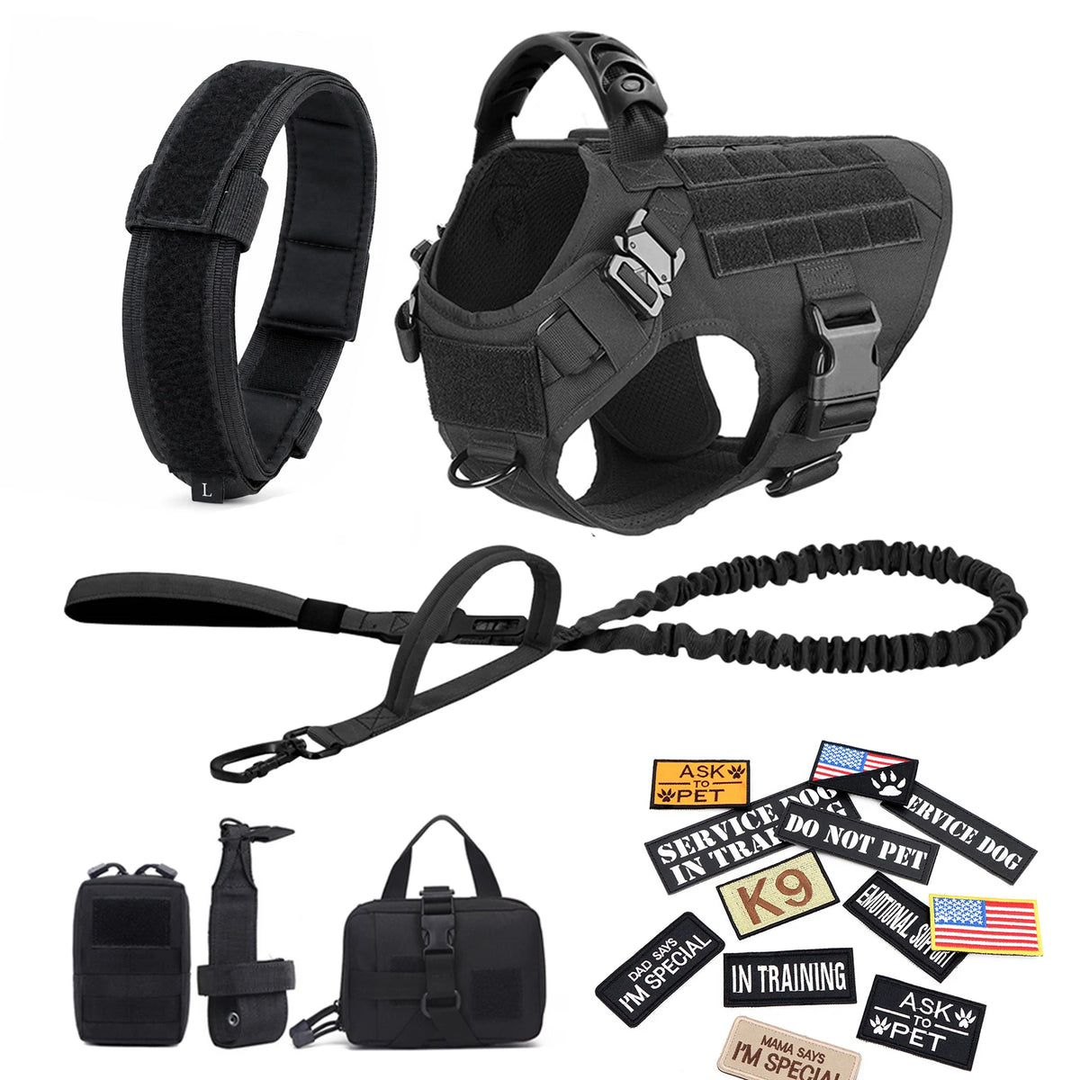 Petravel Tactical Military Dog Training Vest Harness Set