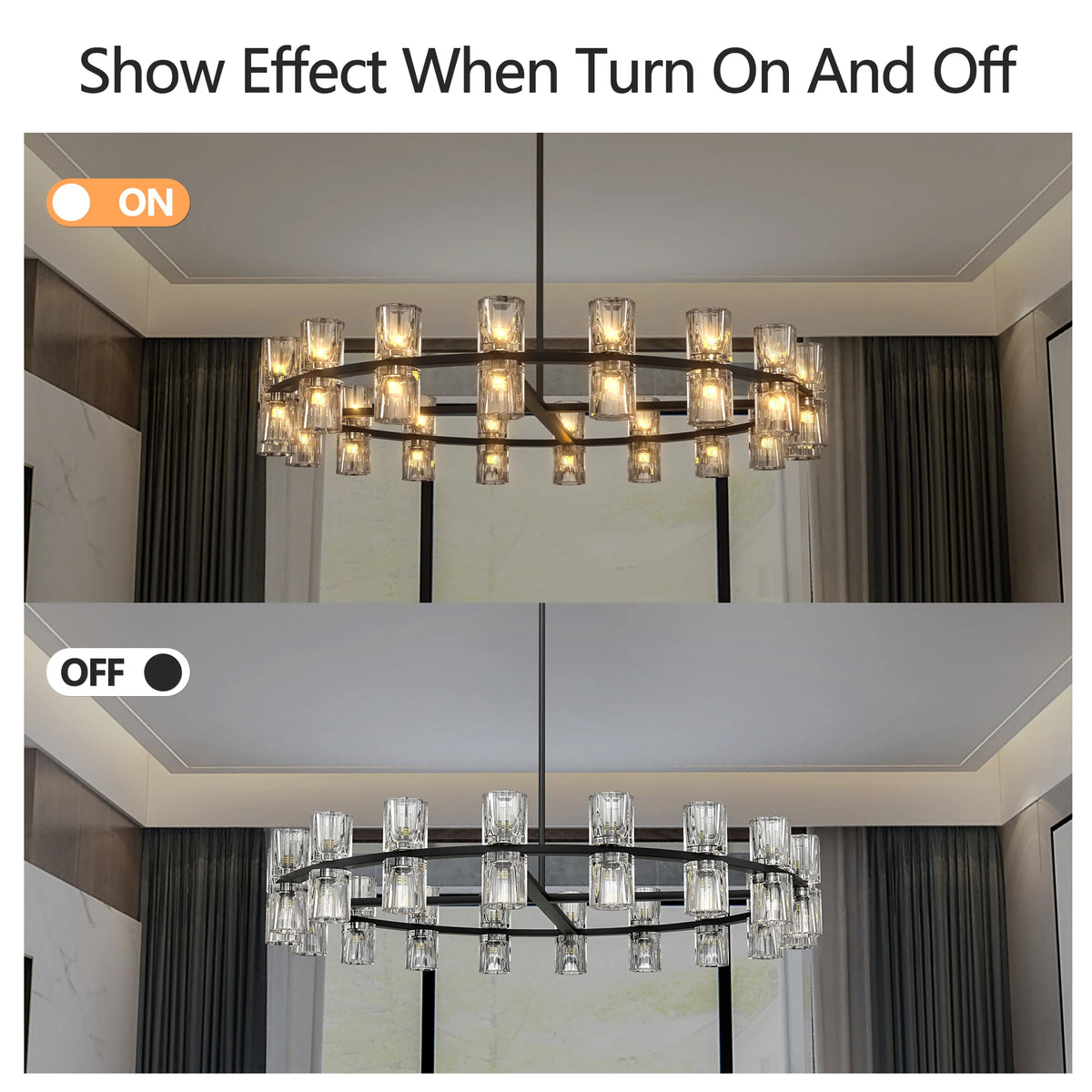 ZHIKEA Modern Crystal Pendant Light For Living Room Bedroom