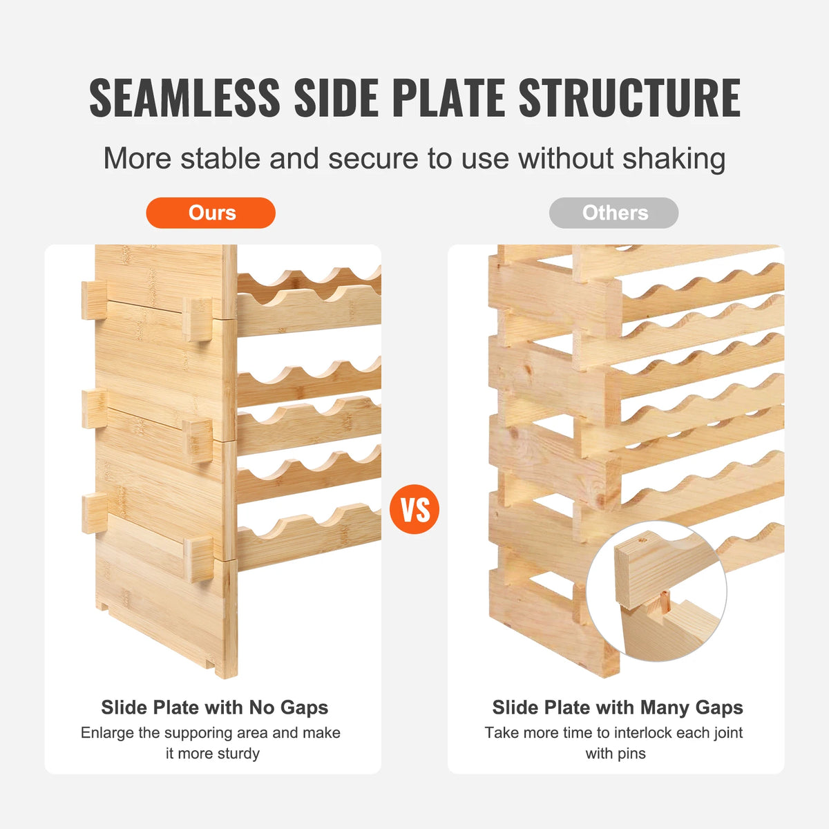 SucceBuy Stackable Bamboo Wine Rack Free Standing Modular Storage