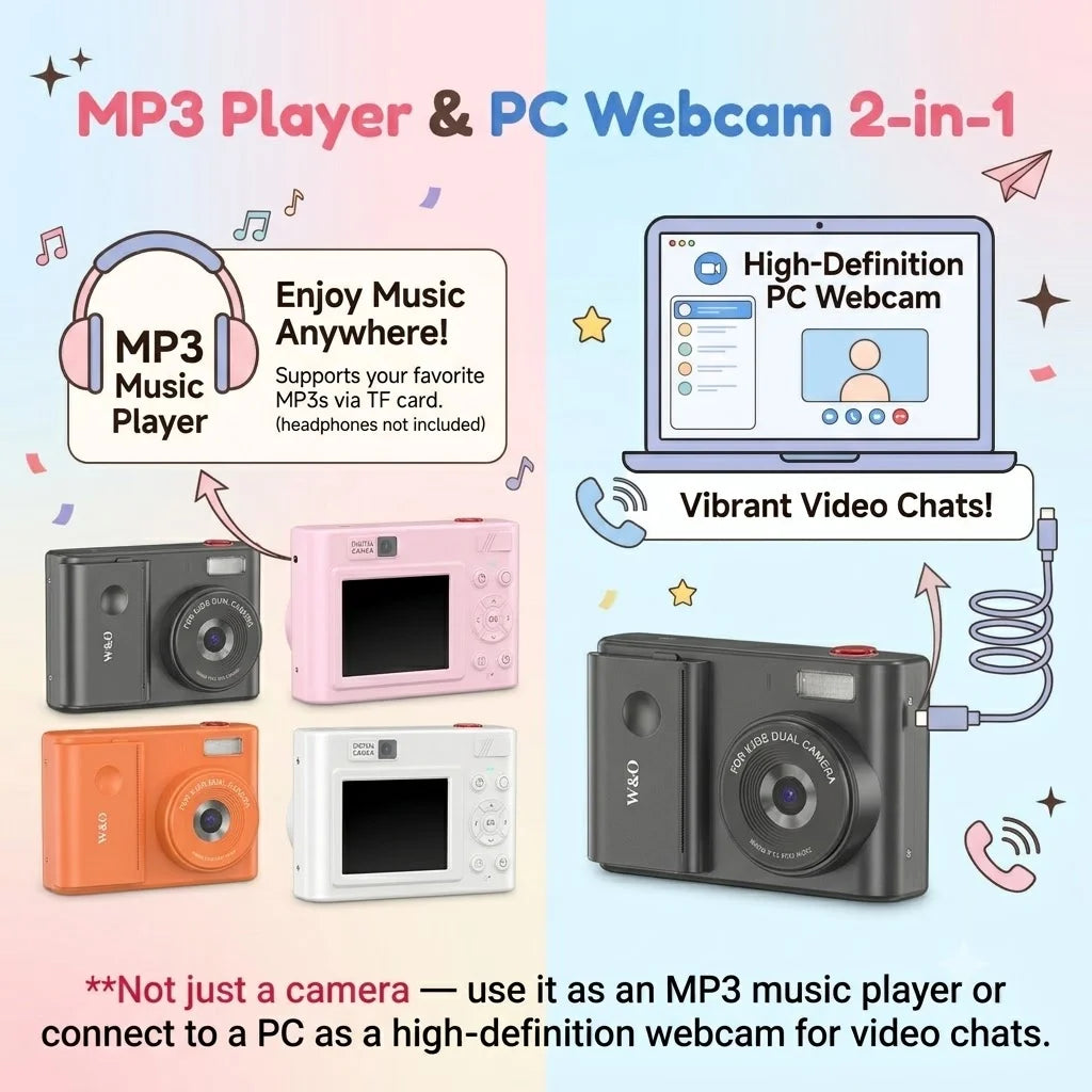 Instant Print Camera, Digital Camera with Mini Photo Printer, Portable Retro Camera for Travel, Party, Supports 2.5K Video and Photos up to 48MP Resolution, with 32GB Memory Card, Drawing Pen, stickers, Lanyard, Birthday Gift