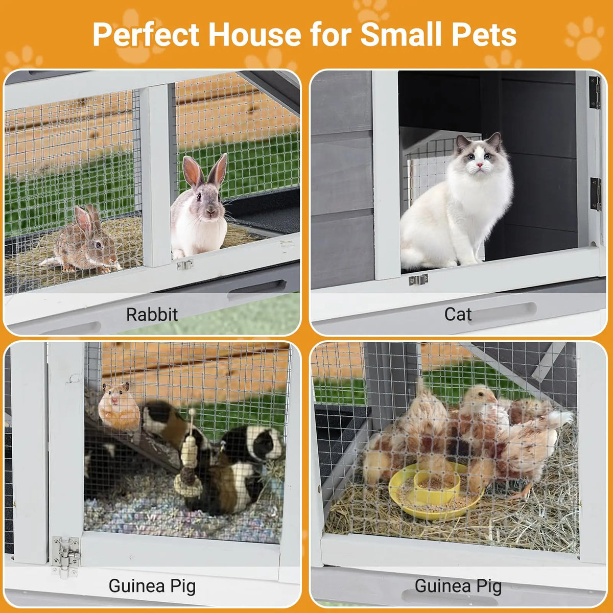 HiMISS Premium Two Tier Wooden Bunny Hutch Rabbit Cage