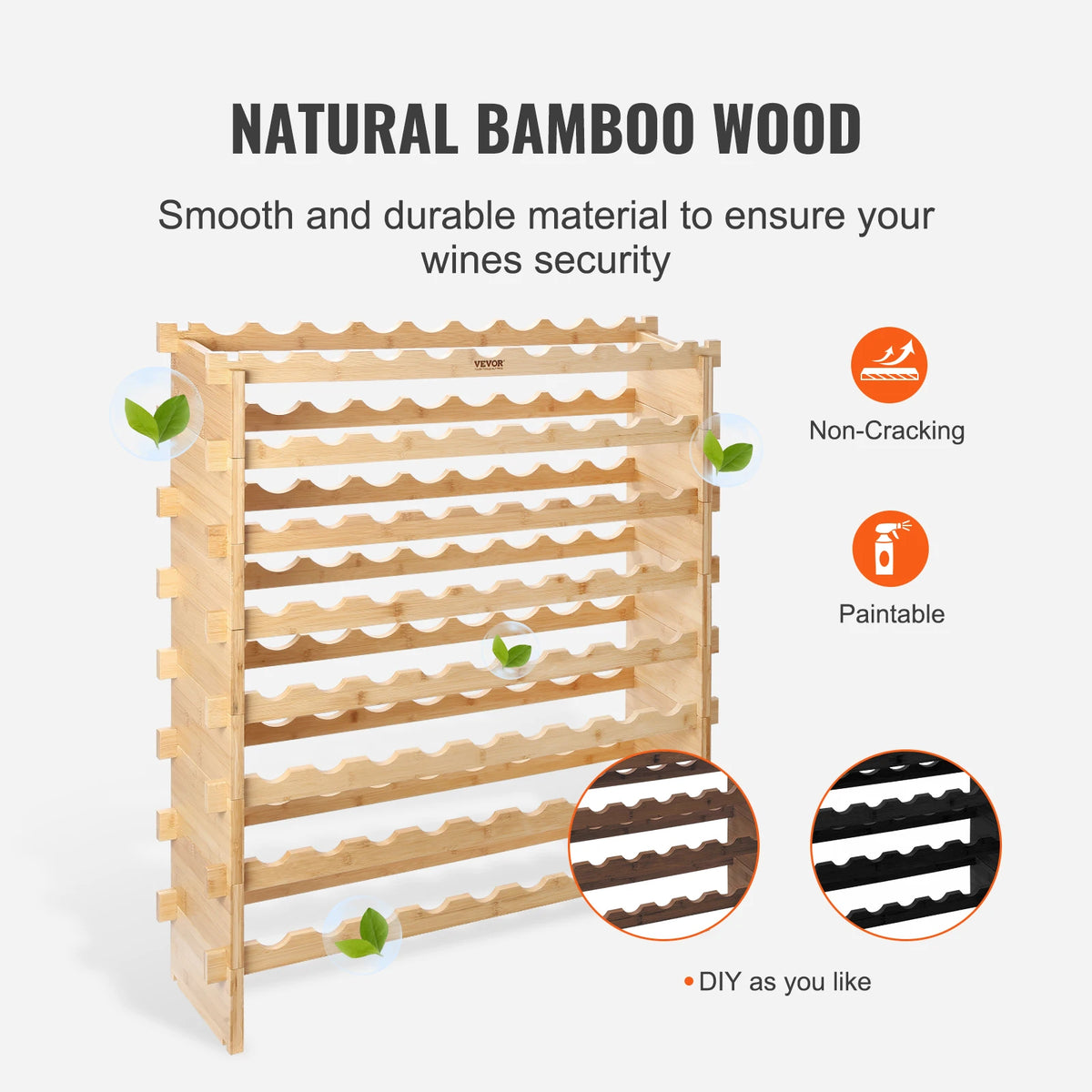 SucceBuy Stackable Bamboo Wine Rack Free Standing Modular Storage