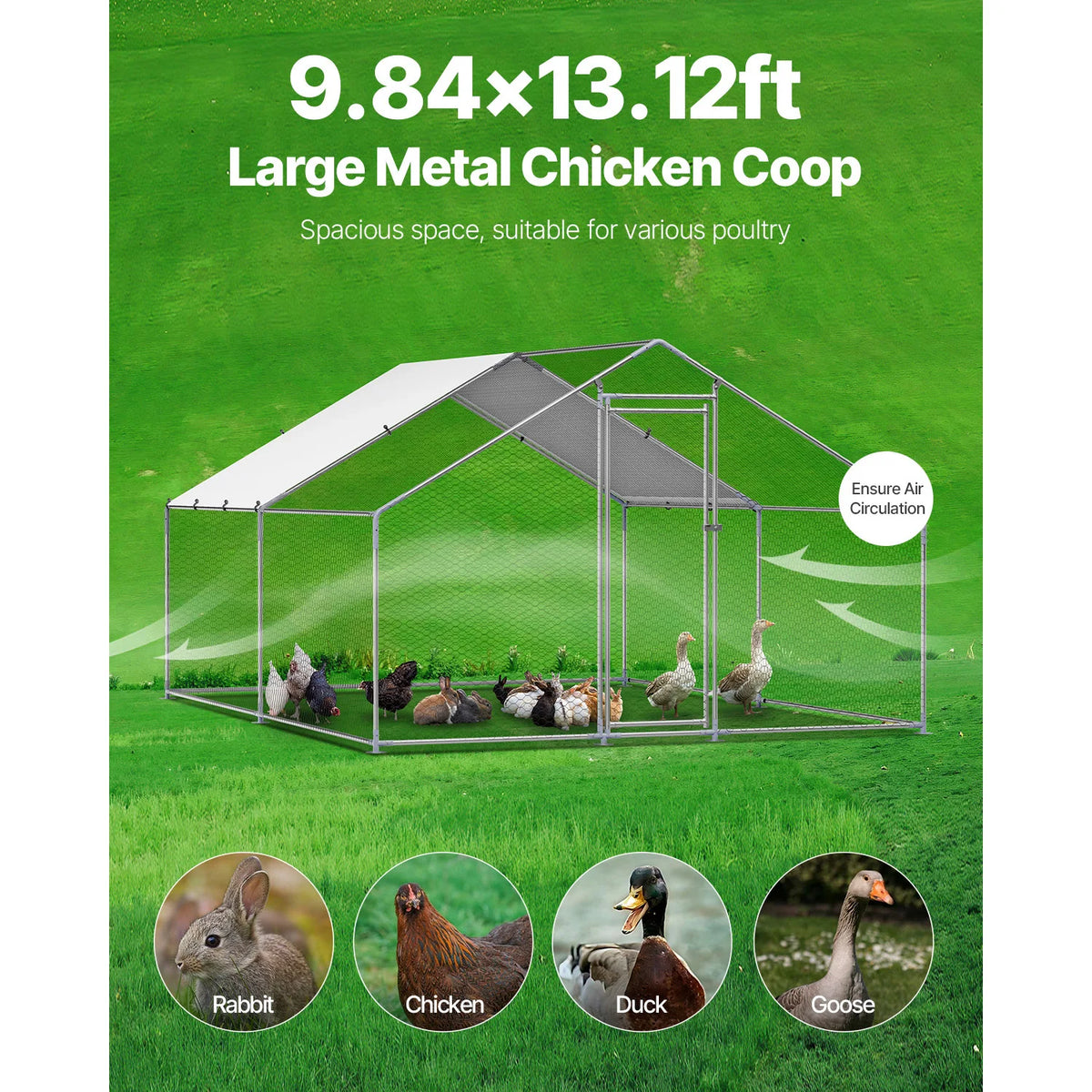 SucceBuy Walk In Chicken Coop With Secure Locking Enclosure