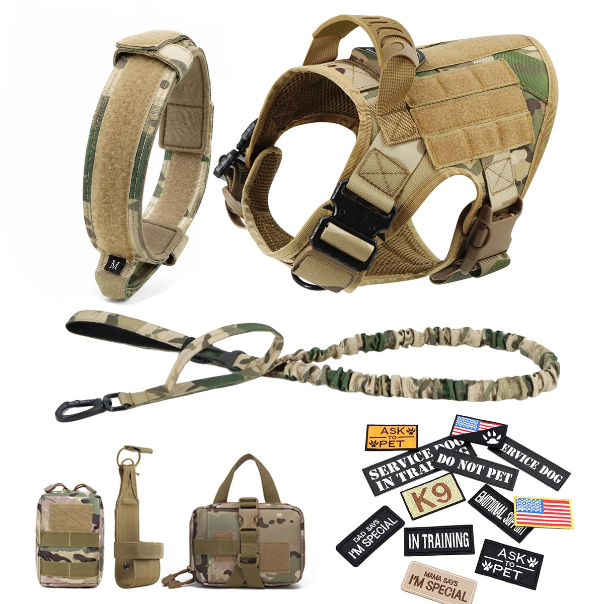 Petravel Tactical Military Dog Training Vest Harness Set