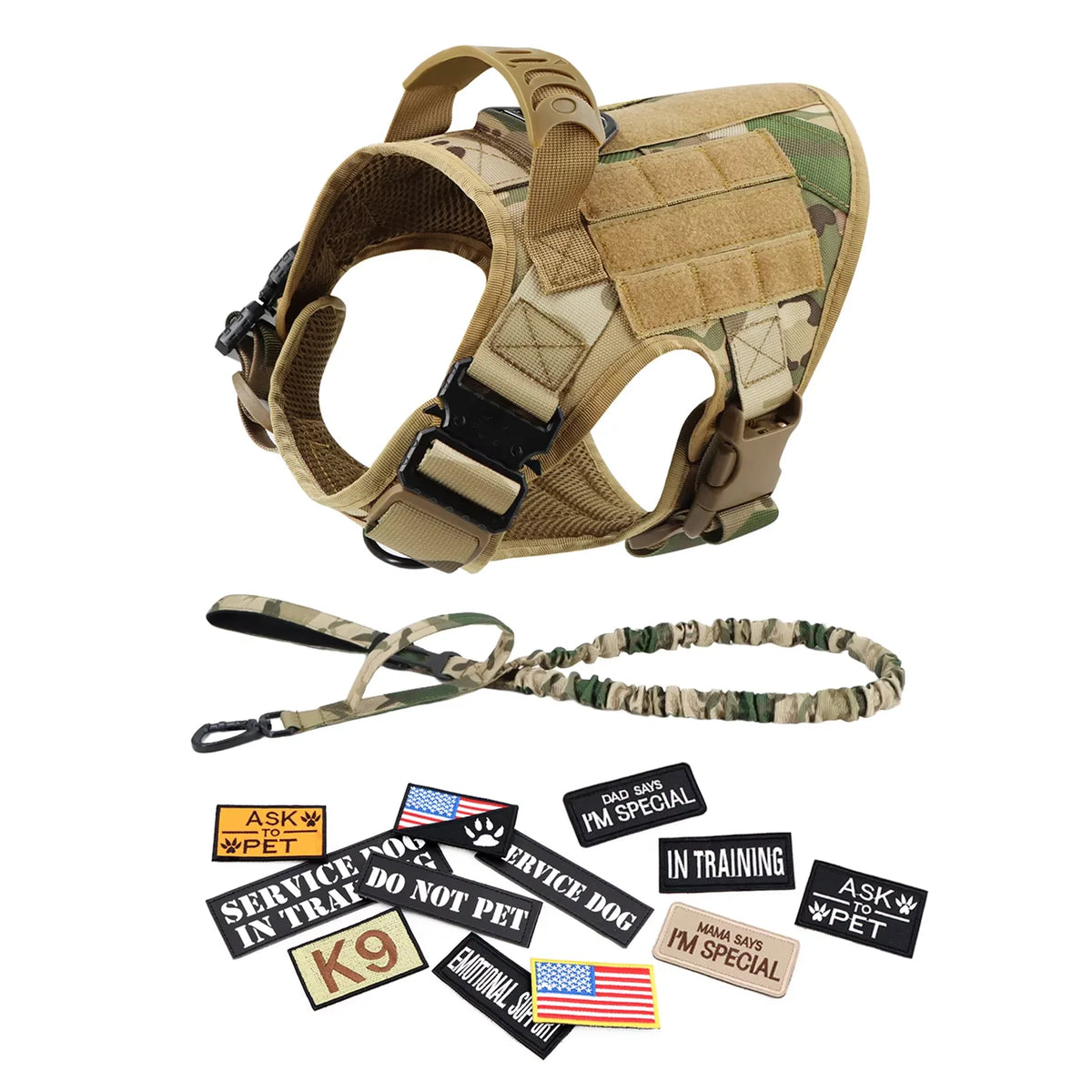 Petravel Tactical Military Dog Training Vest Harness Set