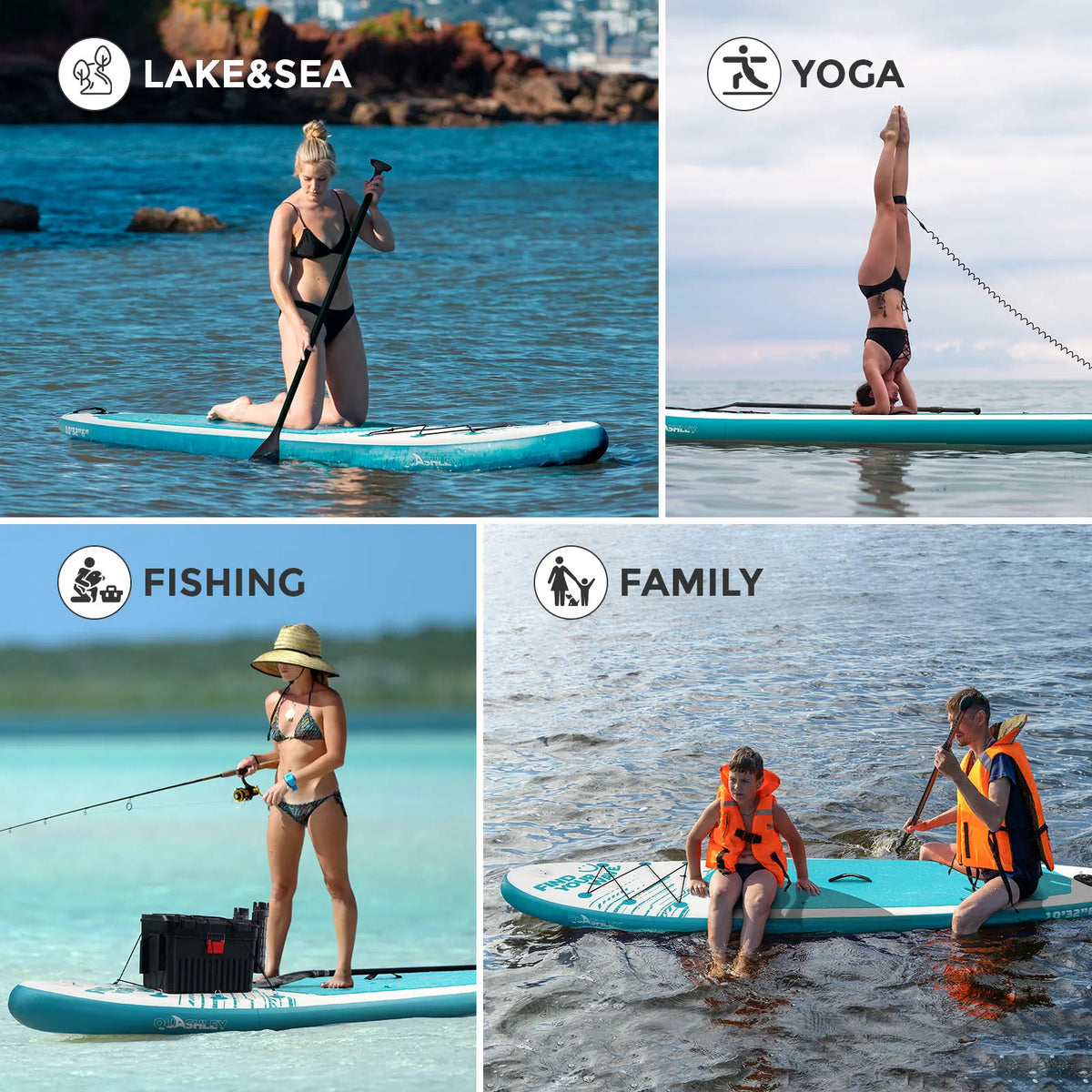Quashley Inflatable Paddle Board Set With Adjustable Paddle And Pump