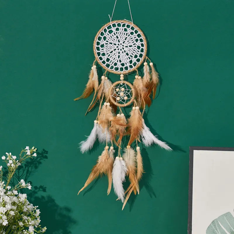 Handcrafted Fabric Moon And Sun Dream Catcher Wall Decor
