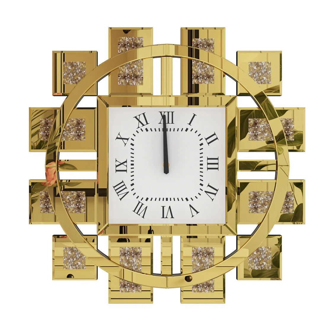 Decorative Crystal Inlay Wall Clock With Battery Operated Design
