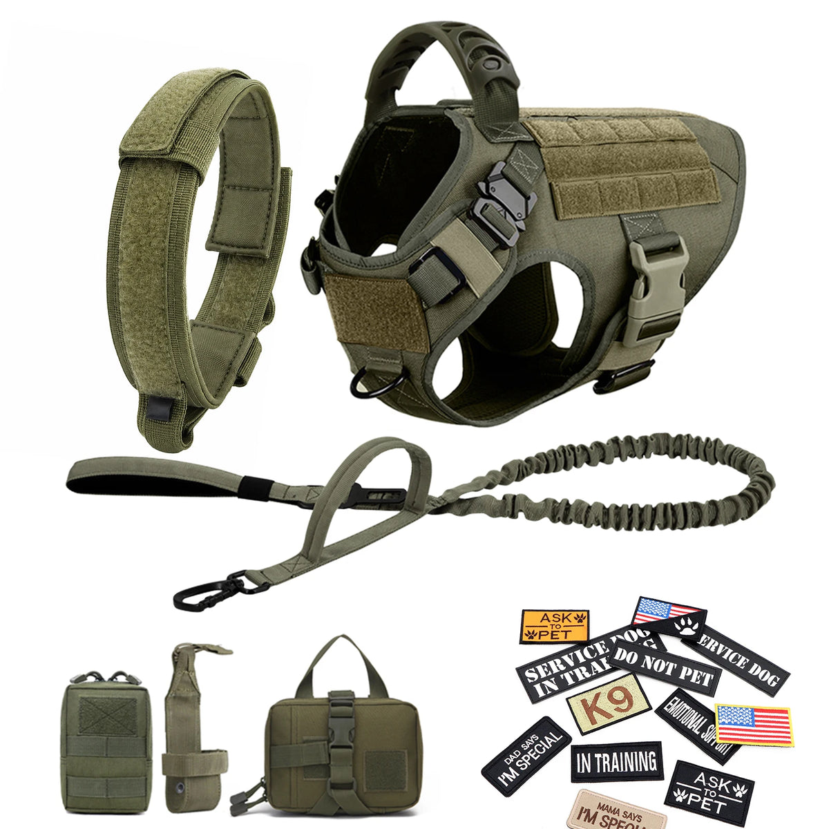 Petravel Tactical Military Dog Training Vest Harness Set