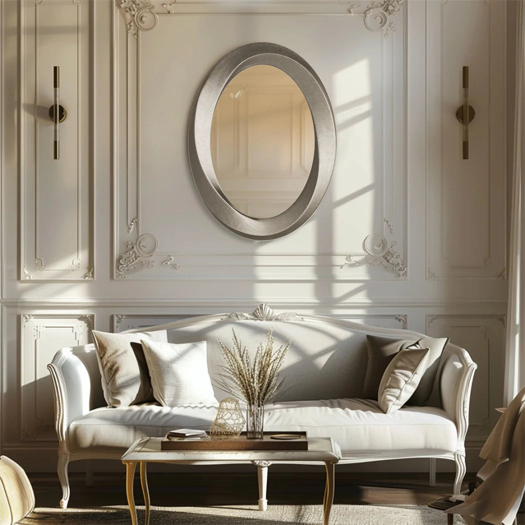 LUVODI Antique Baroque Oval Wall Mirror With Beveled Decorative Frame