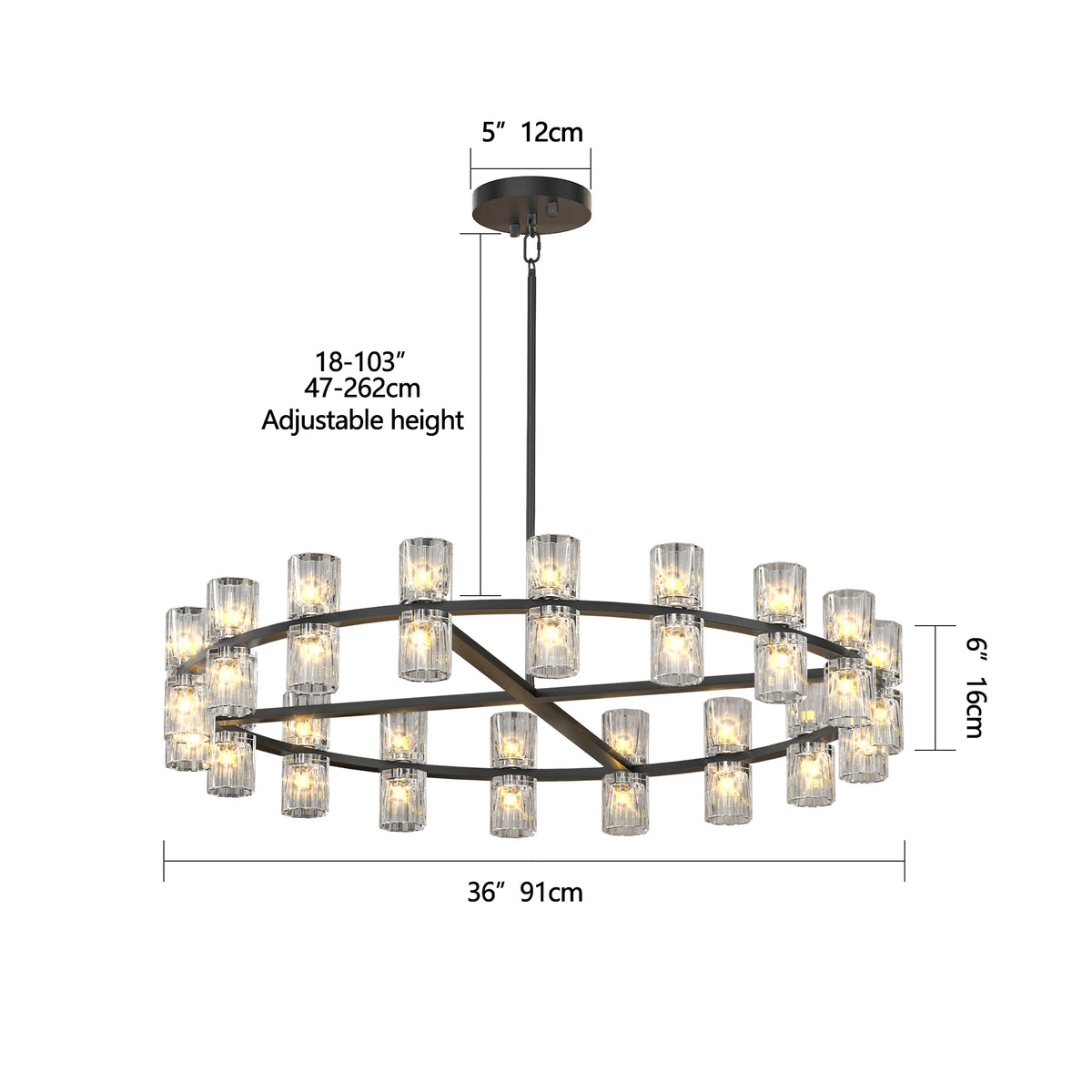 ZHIKEA Modern Crystal Pendant Light For Living Room Bedroom