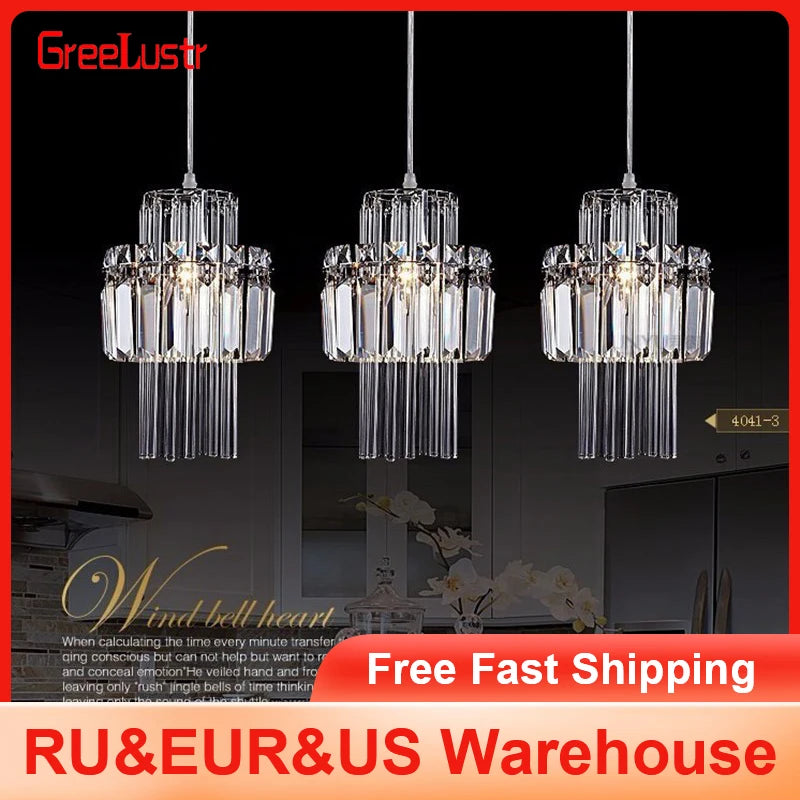 GreeLustr Modern Crystal LED Pendant Ceiling Light Fixture