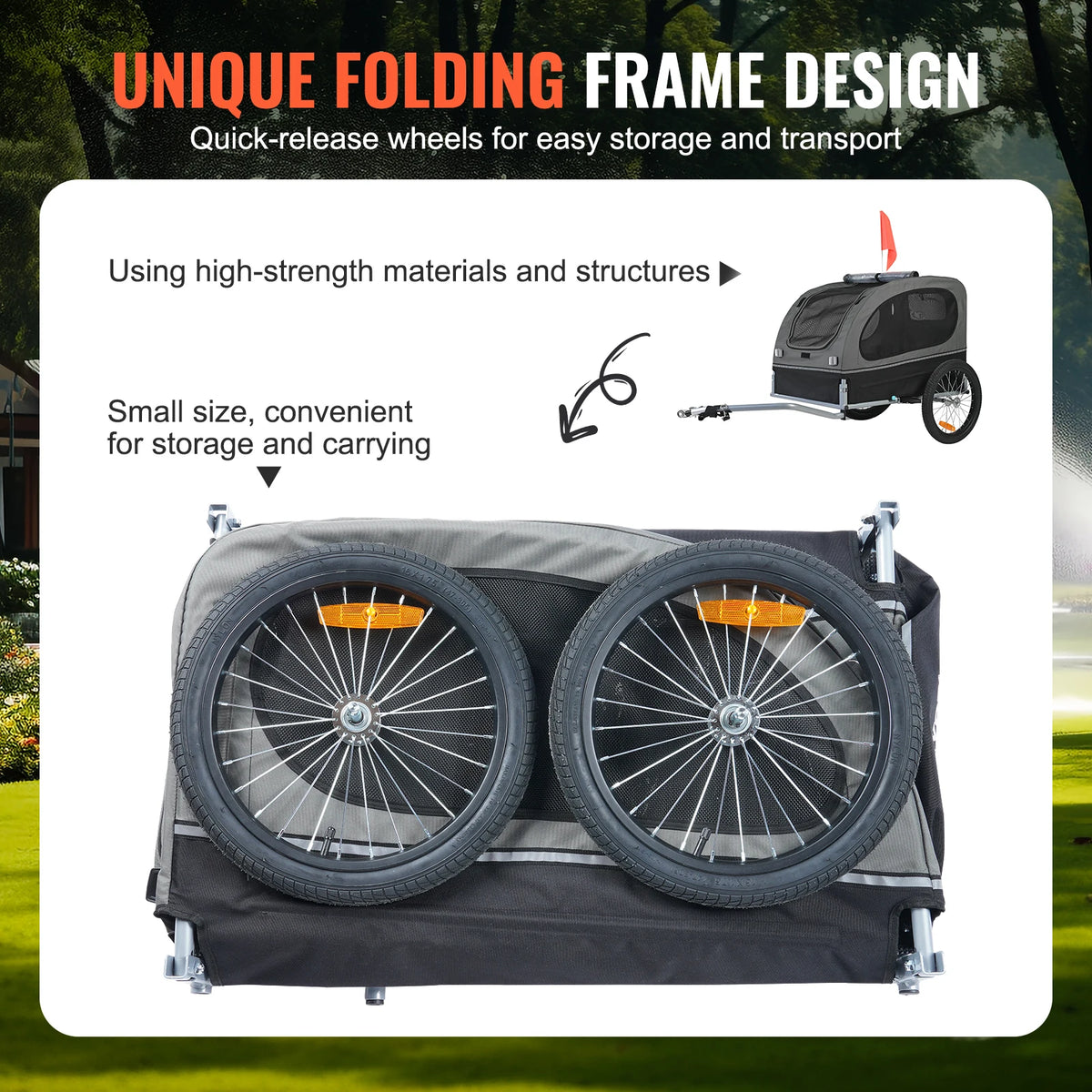 SucceBuy Dog Bike Trailer Pet Carrier With Wheels And Coupler