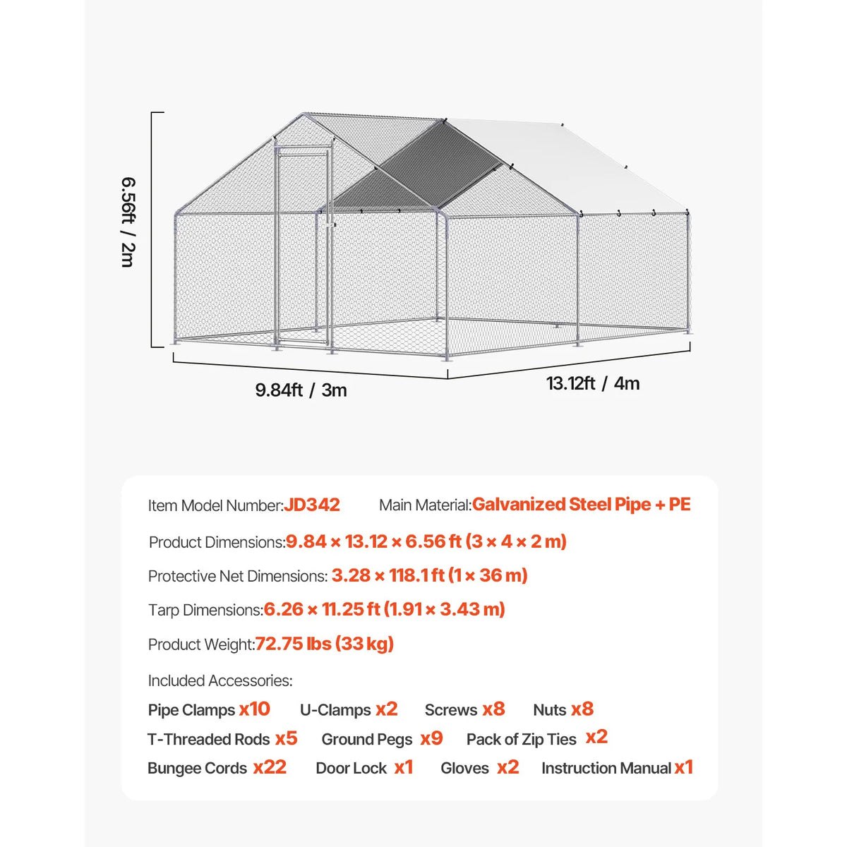 SucceBuy Walk In Chicken Coop With Secure Locking Enclosure