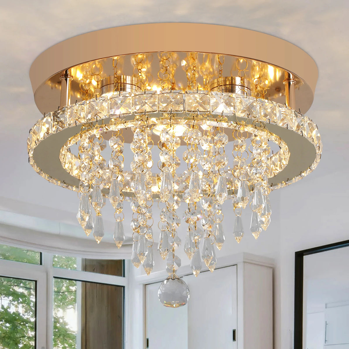 GreeLustr Luxury Crystal Chandelier Lustre Design Gold Modern Led Ceiling Light Living Room Bedroom Hanging Lamp Lighting