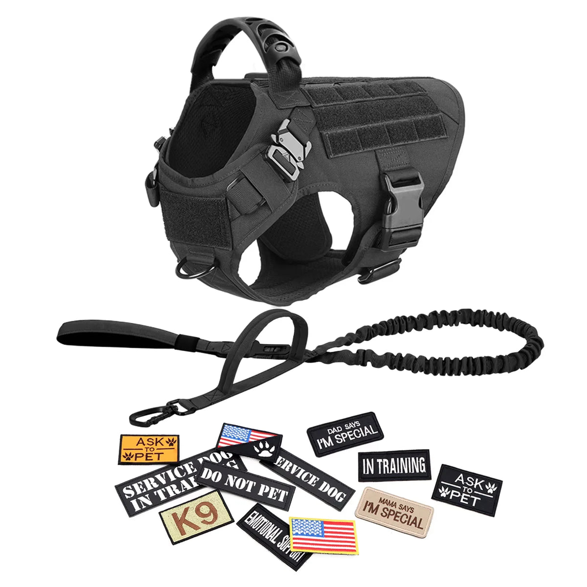 Petravel Tactical Military Dog Training Vest Harness Set