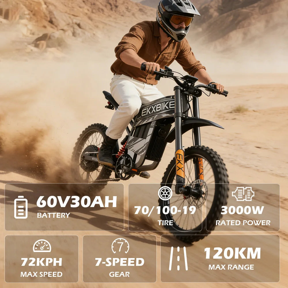 EKXBIKE TX1 Electric Bike For Adult Off Road Riding