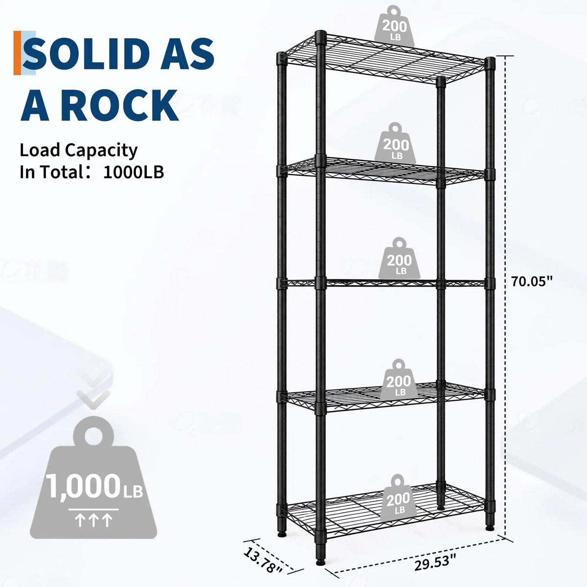 2-Pack 4-Tier Steel Garage Storage Shelves 29.5" W x 13.8" D x 72" H Black Adjustable Wire Shelving Units Freestanding Carbon Steel Storage Rack Heavy-Duty Organizer for Closet, Laundry, Bathroom, Living Room