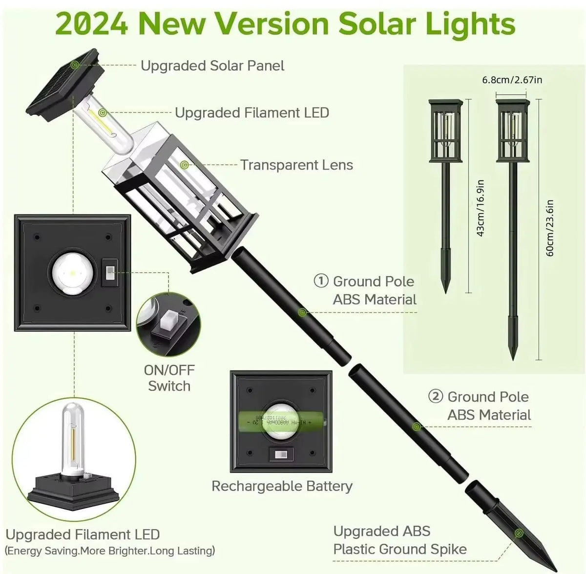 Solar Pathway Lights Waterproof LED Landscape Lighting For Gardens