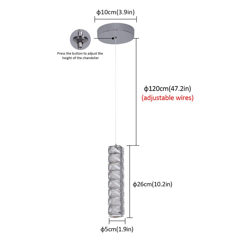 GreeLustr Modern Crystal LED Pendant Ceiling Light Fixture