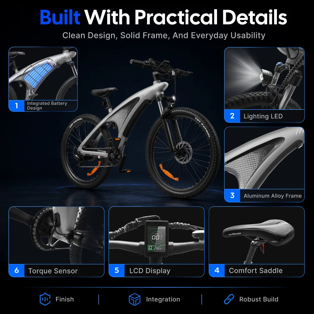 HUANCI Q5 Electric Mountain Bike With Torque Sensor Hydraulic Brakes