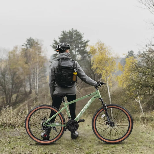 27.5 Inch Mountain Bike for Adults, Durable High Carbon Steel Frame, Front & Rear Disc Brakes, Stylish Brown Edge Tires, Wear-Resistant All Terrain Bicycle, Ideal for Urban Commuting & Outdoor Exploration