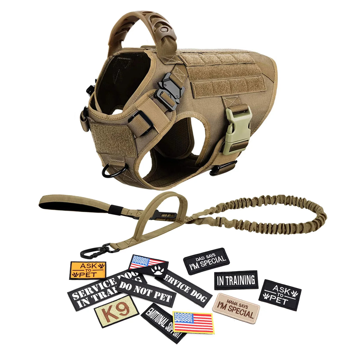Petravel Tactical Military Dog Training Vest Harness Set