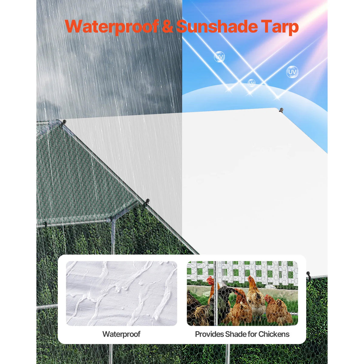 SucceBuy Walk In Chicken Coop With Secure Locking Enclosure