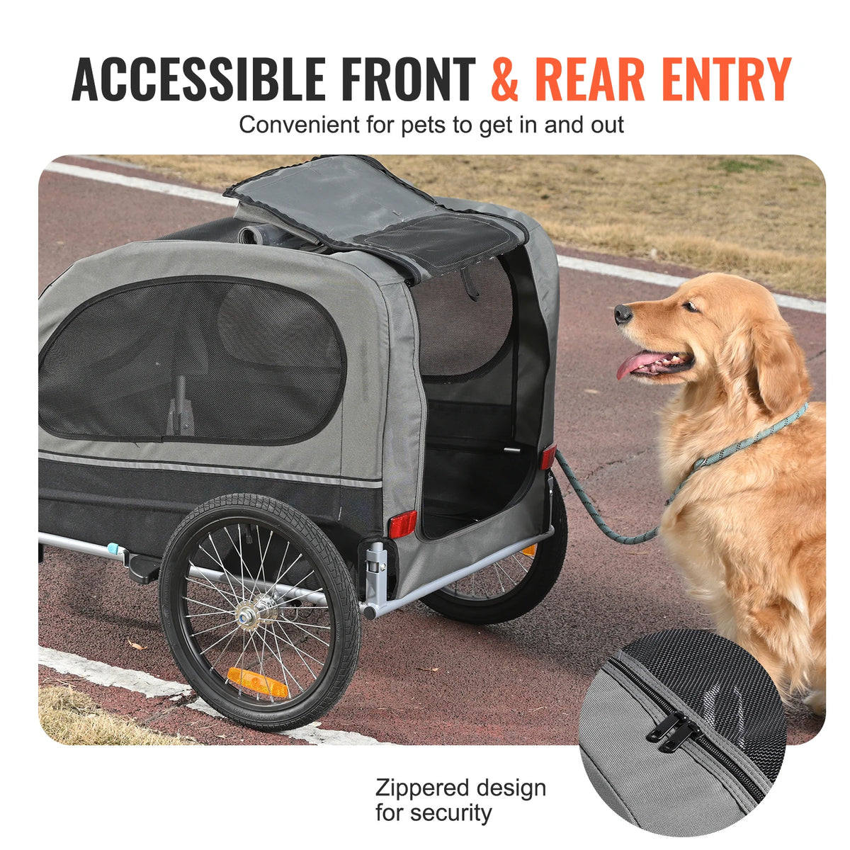 SucceBuy Dog Bike Trailer Pet Carrier With Wheels And Coupler