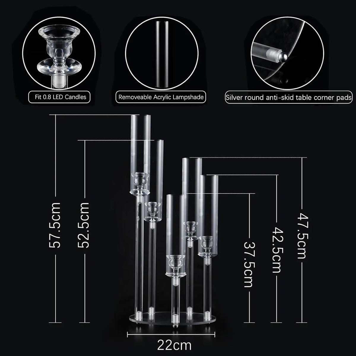 Vincignant Acrylic 5 Arm Candelabra Centerpieces For Home Decor