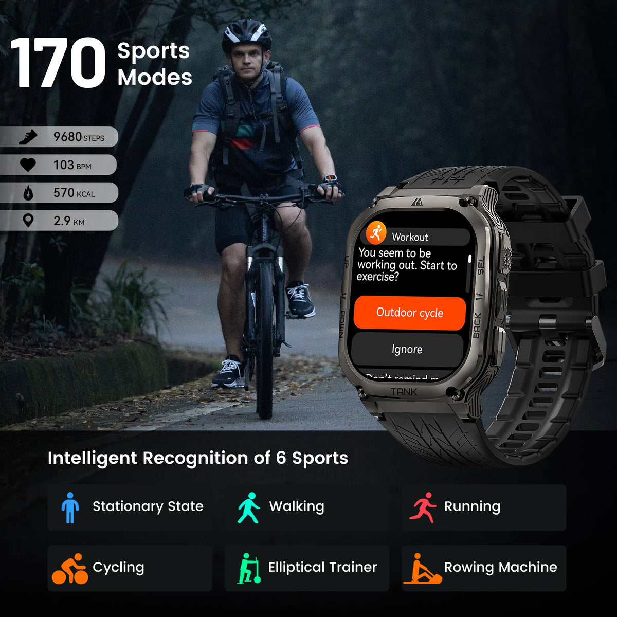 Original KOSPET TANK M3 Smart Watches For Men Smartwatch Women 480mAh Electronic Digital Fitness AMOLED AOD Bluetooth Watches