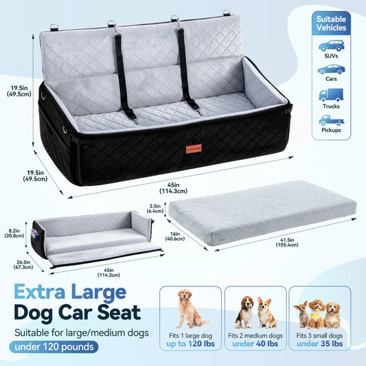 DOMIPET Dog Car Seat And Bed With Thick Cushioned Support