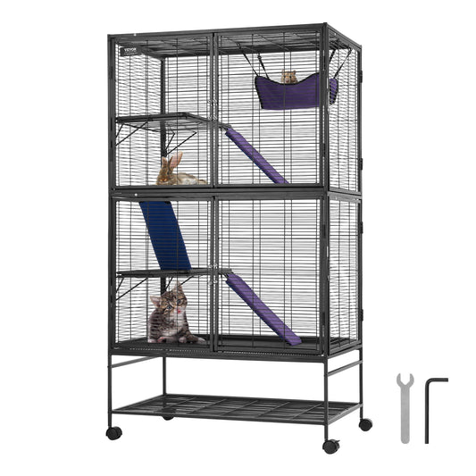 SucceBuy Four Tier Rolling Metal Small Animal Cage With Platforms