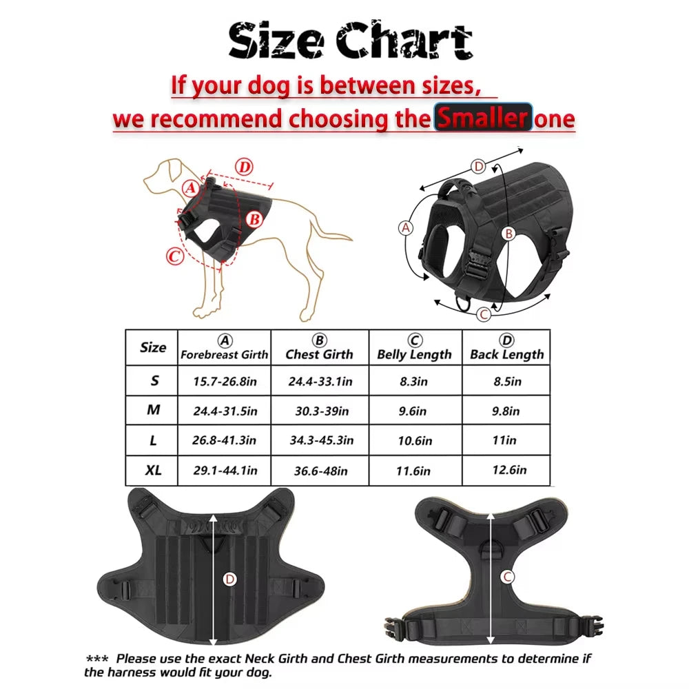 Petravel Tactical Military Dog Training Vest Harness Set
