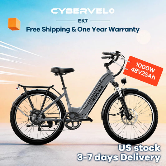 Cybervelo EK7 Step Thru Commuter Electric Bike With Long Range