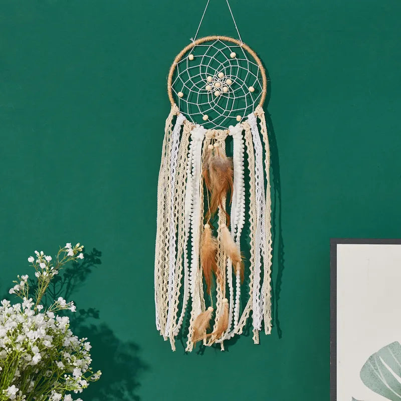 Handcrafted Fabric Moon And Sun Dream Catcher Wall Decor