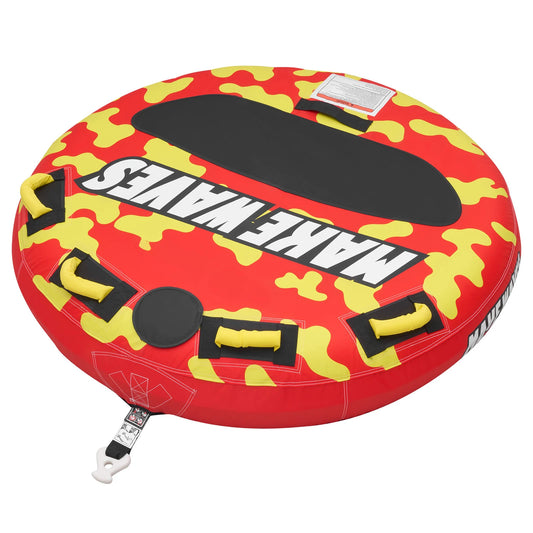 SucceBuy 2/3/4 Rider Towable Tubes Boating 340/510/680 lbs Inflatable Tube Anti-Slip Pad Nylon Cover Padded Handles Safety Valve