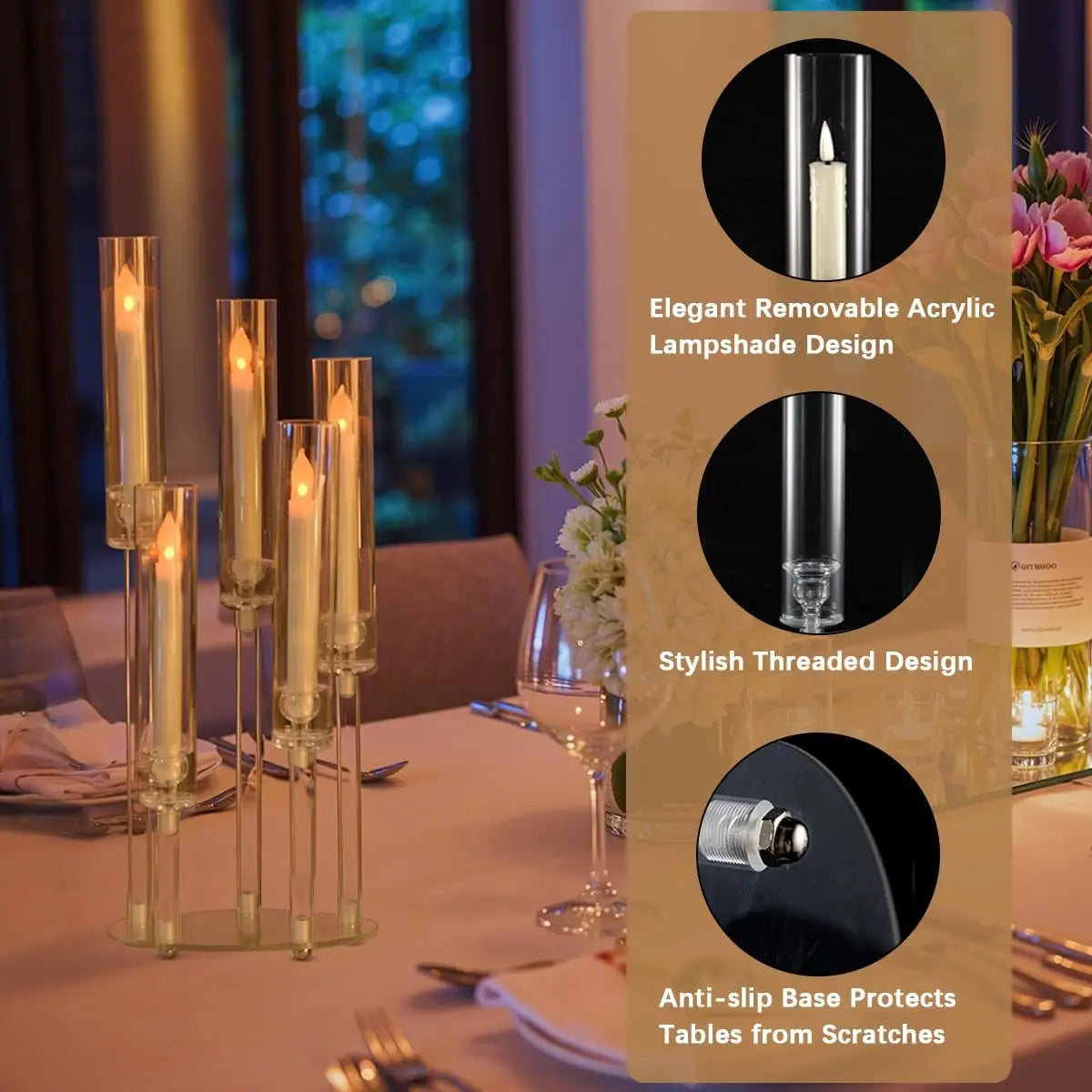 Vincignant Acrylic 5 Arm Candelabra Centerpieces For Home Decor