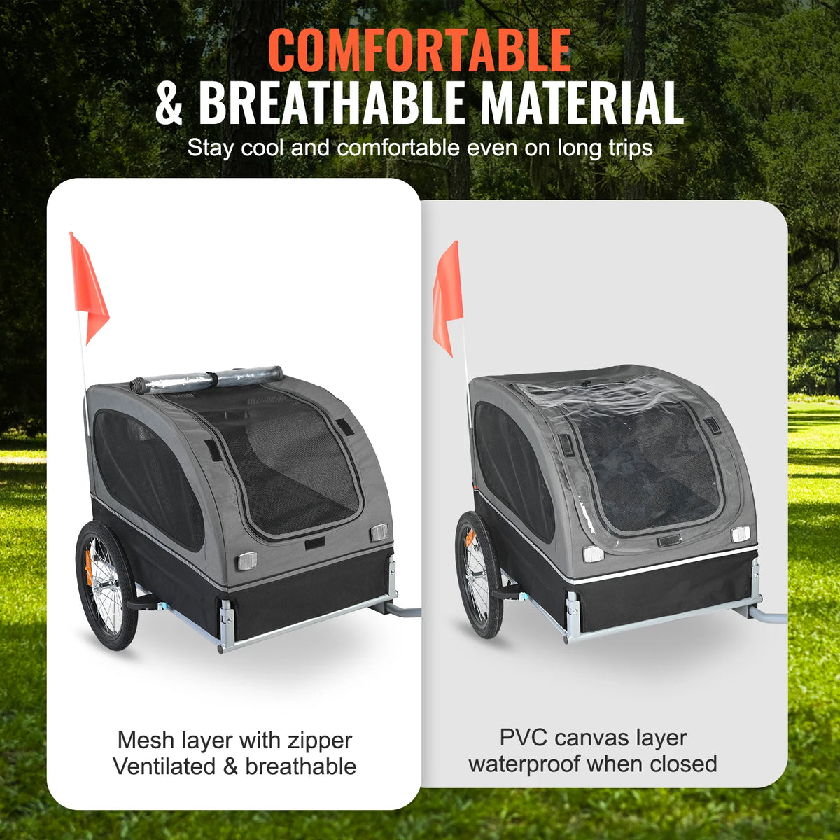 SucceBuy Dog Bike Trailer Pet Carrier With Wheels And Coupler