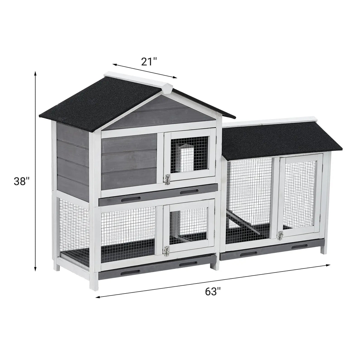HiMISS Premium Two Tier Wooden Bunny Hutch Rabbit Cage