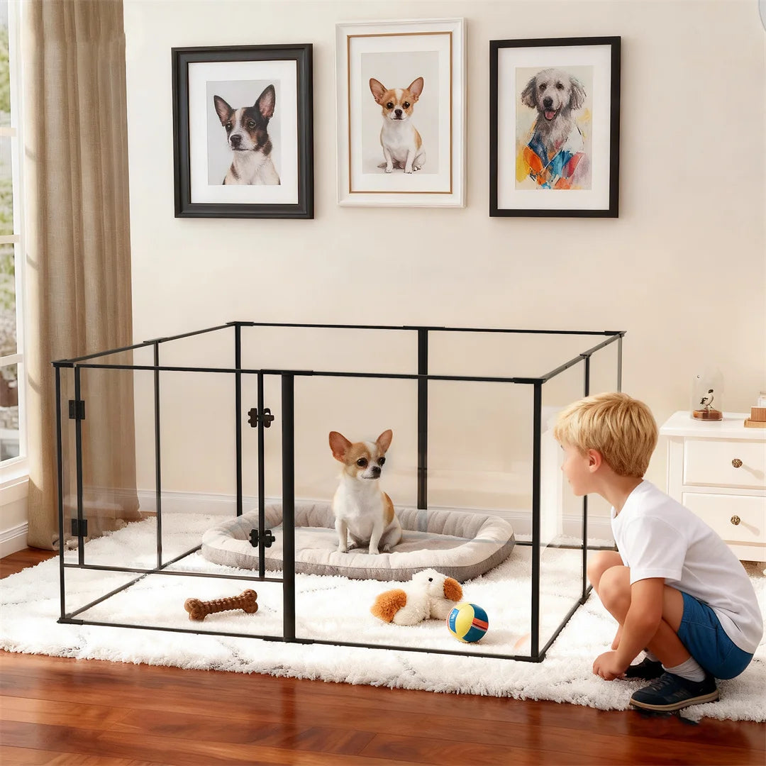 BINGOPAW Acrylic Dog Playpen Indoor Exercise And Training Fence