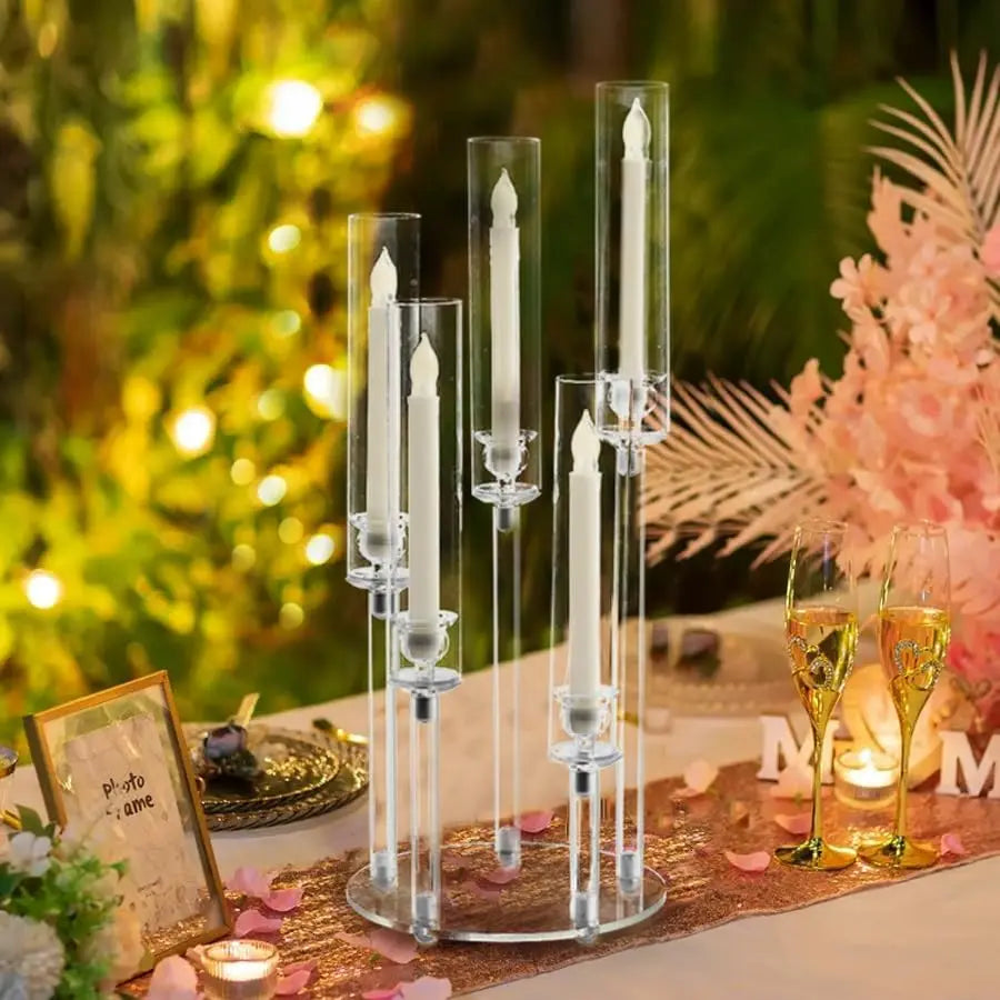 Vincignant Acrylic 5 Arm Candelabra Centerpieces For Home Decor